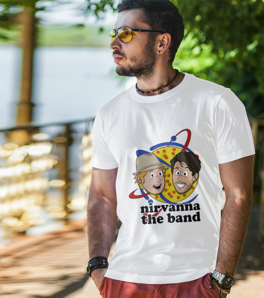 Nirvanna The Band Cartoon Characters With Animated Planetary T-Shirt