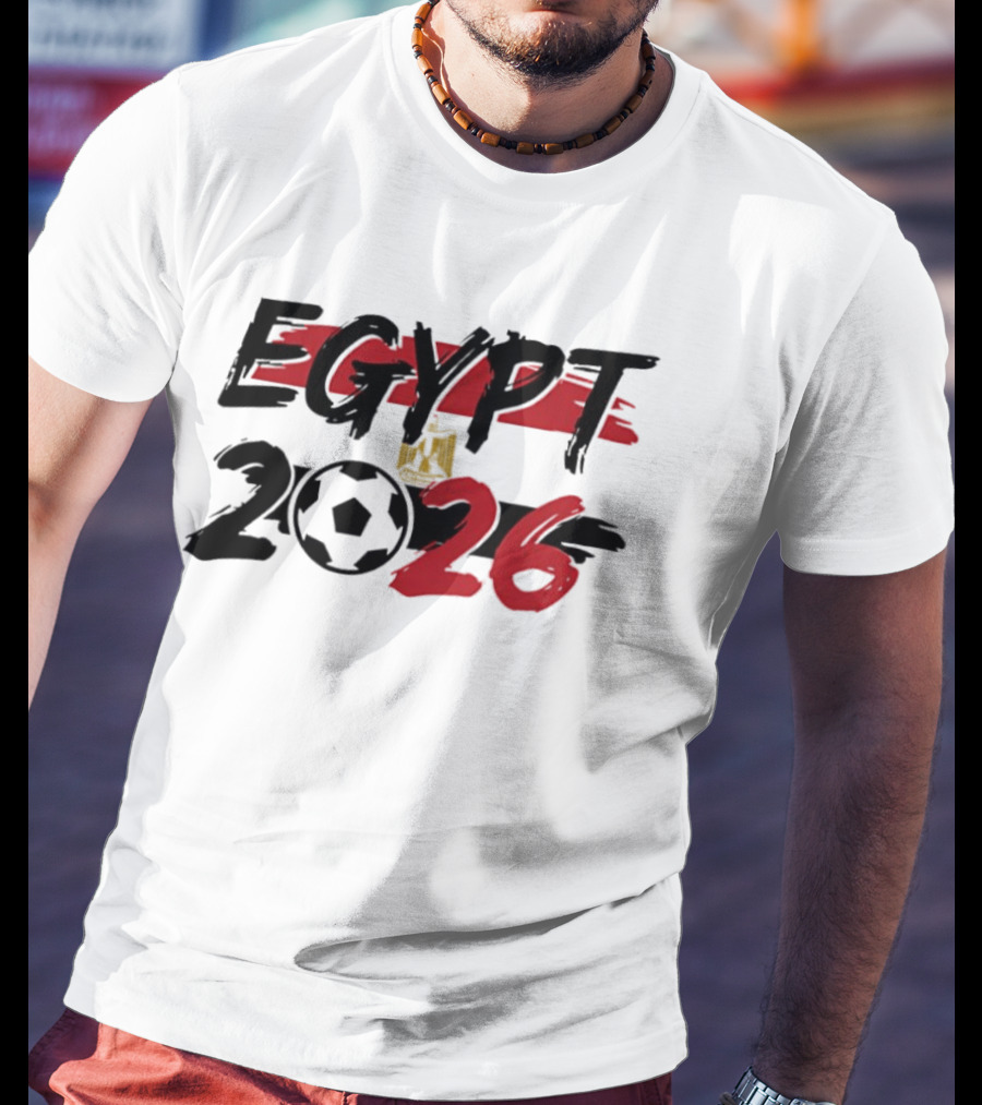 Egypt 2026 World Cup Soccer Emblem And Flag T-Shirt