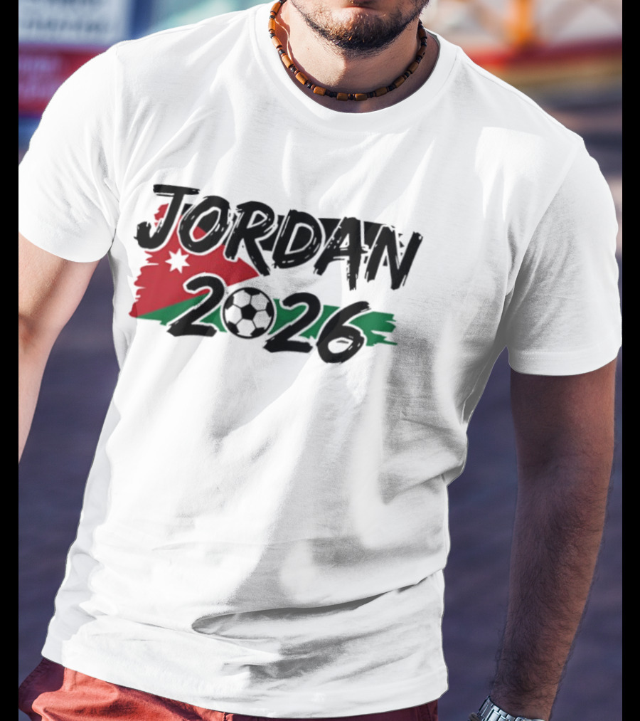 Jordan 2026 World Cup Soccer Team Flag Map Football T-Shirt