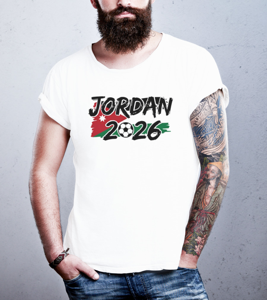 Jordan 2026 World Cup Soccer Team Flag Map Football T-Shirt
