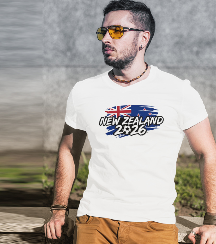 New Zealand 2026 National Team Flag And Soccer Ball T-Shirt