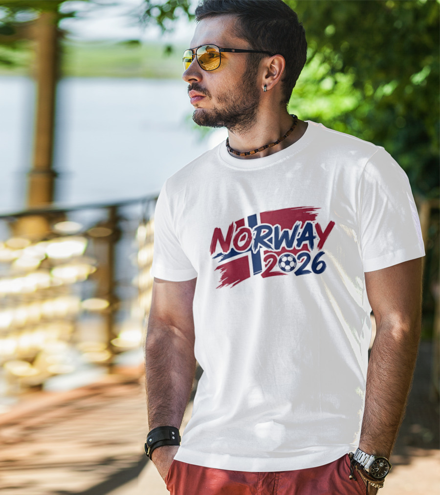 Norway 2026 Soccer National Team Flag Style Soccer Ball T-Shirt
