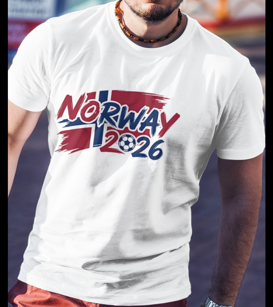 Norway 2026 Soccer National Team Flag Style Soccer Ball T-Shirt