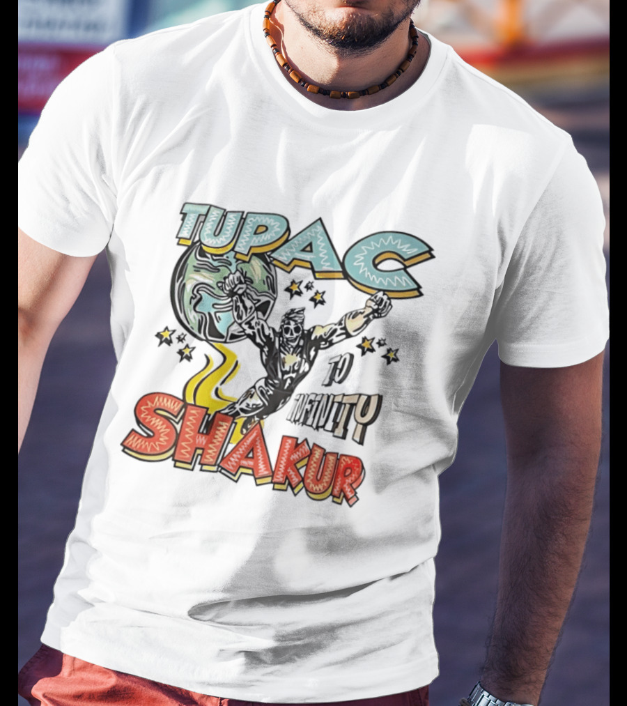 Tupac Shakur To Infinity Comic Style Superhero Image T-Shirt
