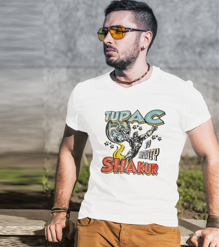 Tupac Shakur To Infinity Comic Style Superhero Image T-Shirt