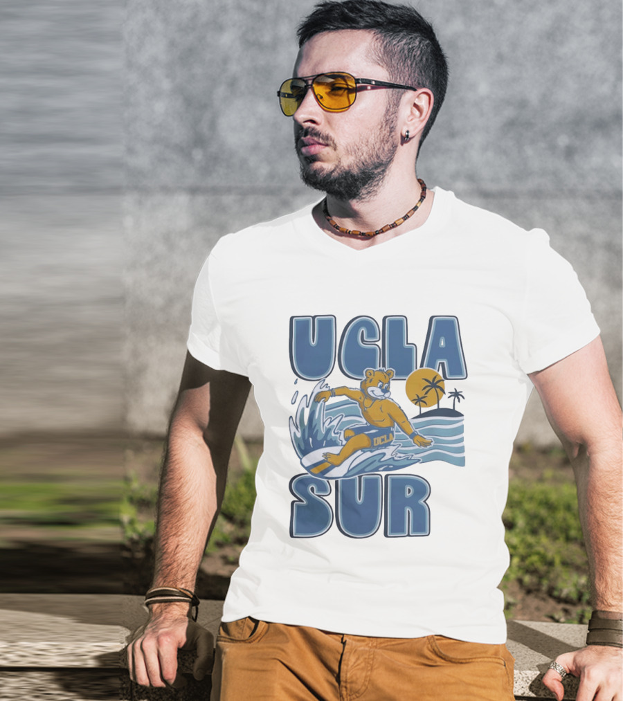 UCLA Joe Bruin Surfing Waves With Palm Trees And Sun T-Shirt