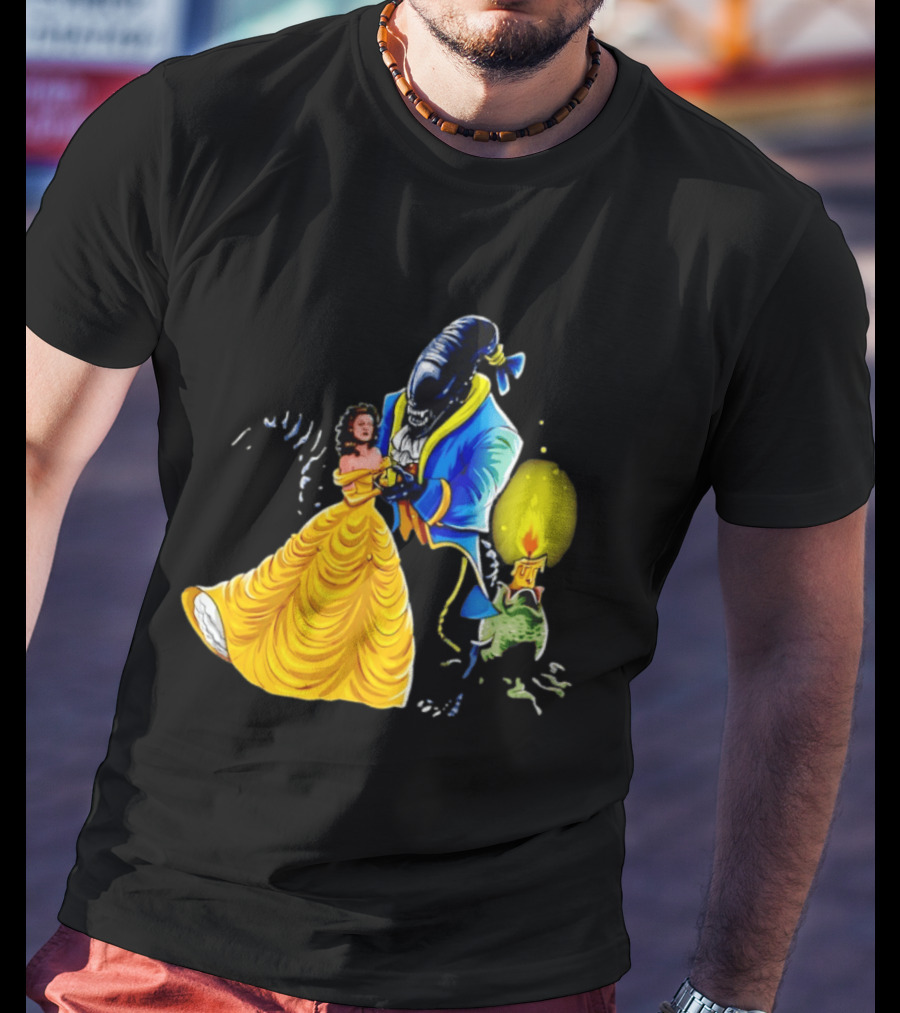 Belle Beauty And The Xenomorph Alien Monster Dance Candelabra T-Shirt