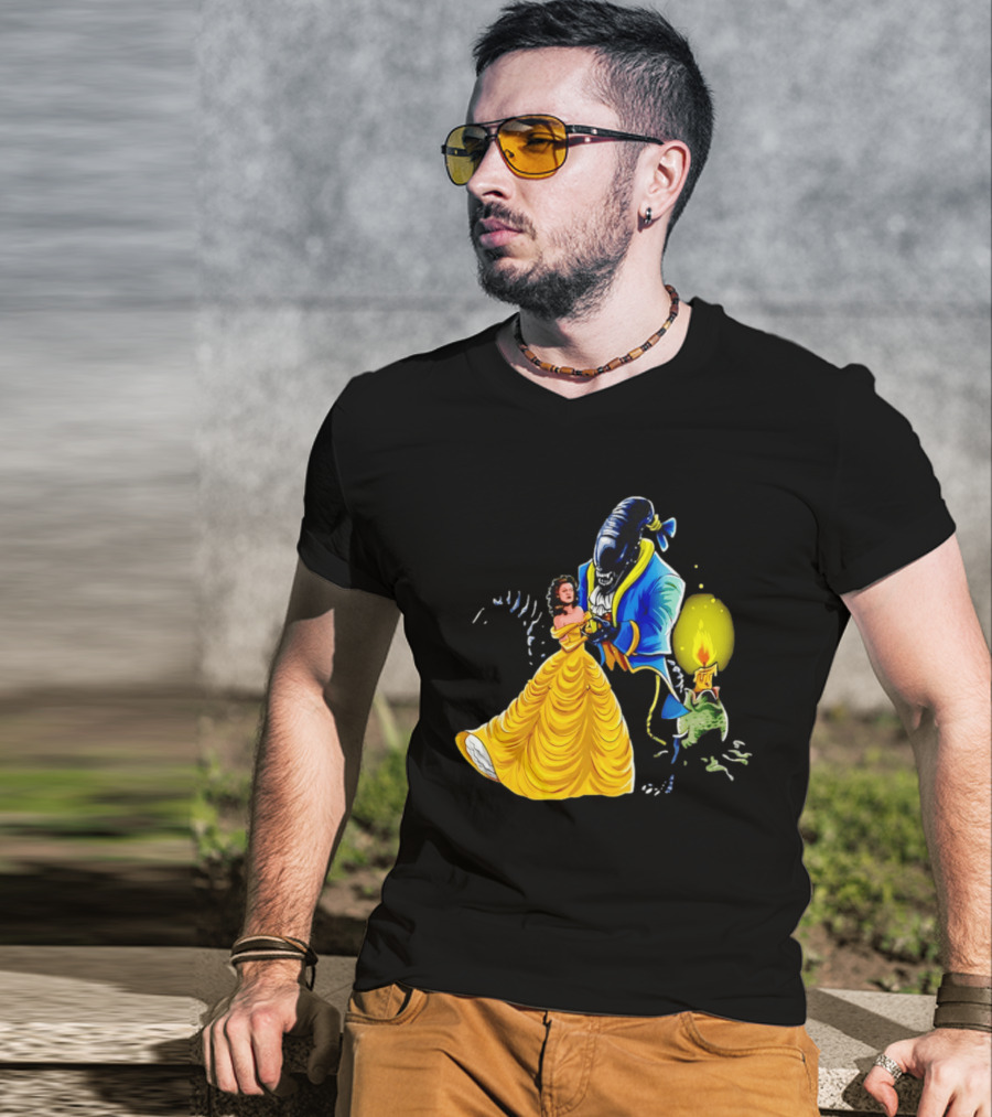 Belle Beauty And The Xenomorph Alien Monster Dance Candelabra T-Shirt
