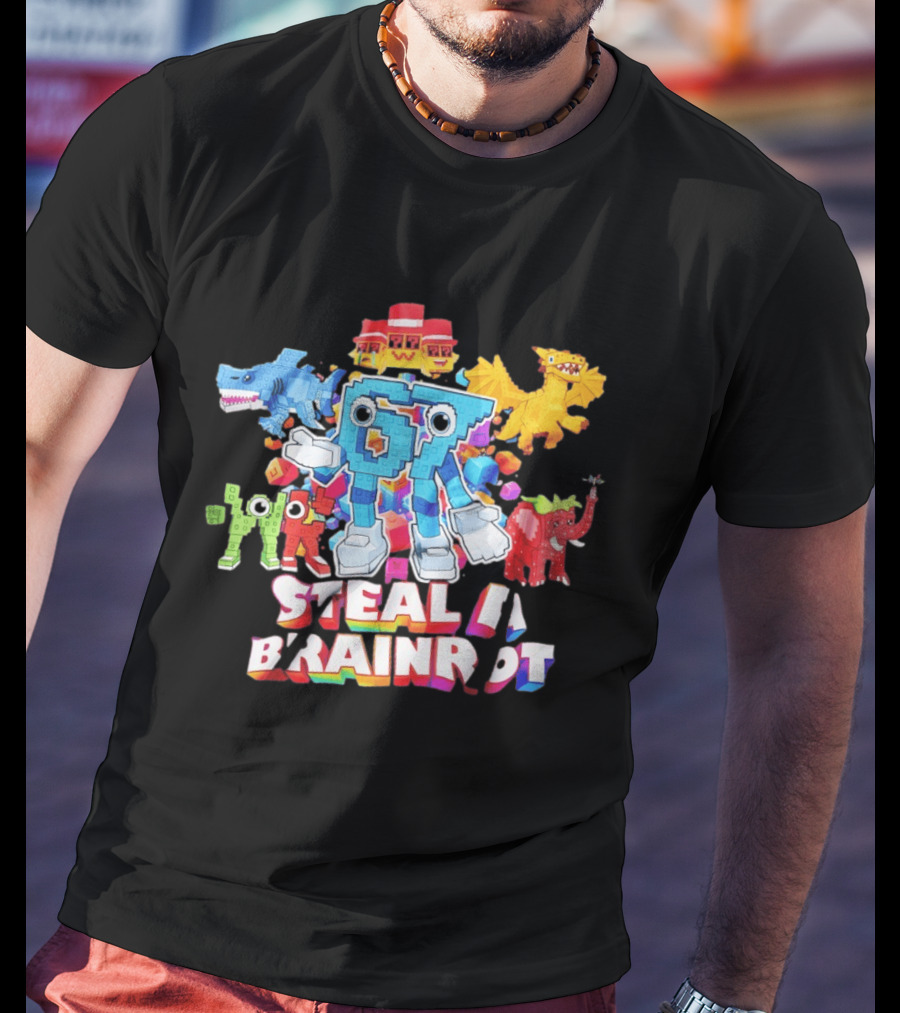 Steal A Brainrot 67 Blocks Colorful Characters T-Shirt