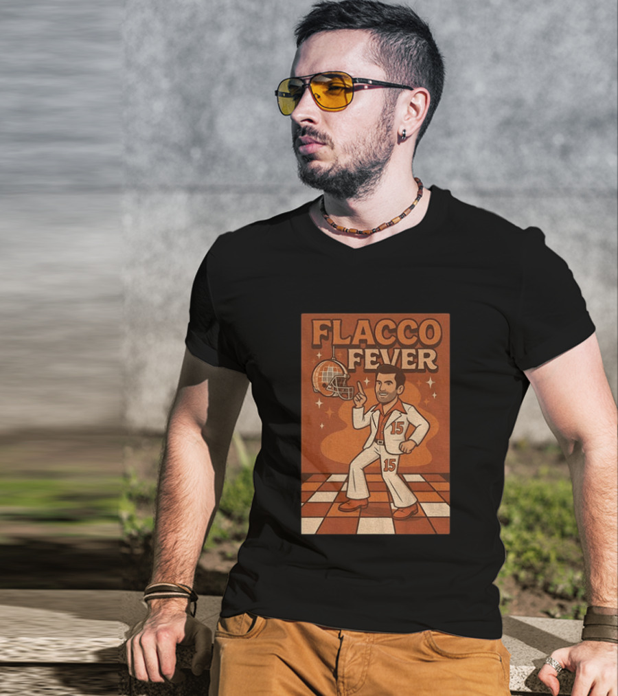 Flacco Fever Cleveland Browns 15 Football Retro Disco T-Shirt