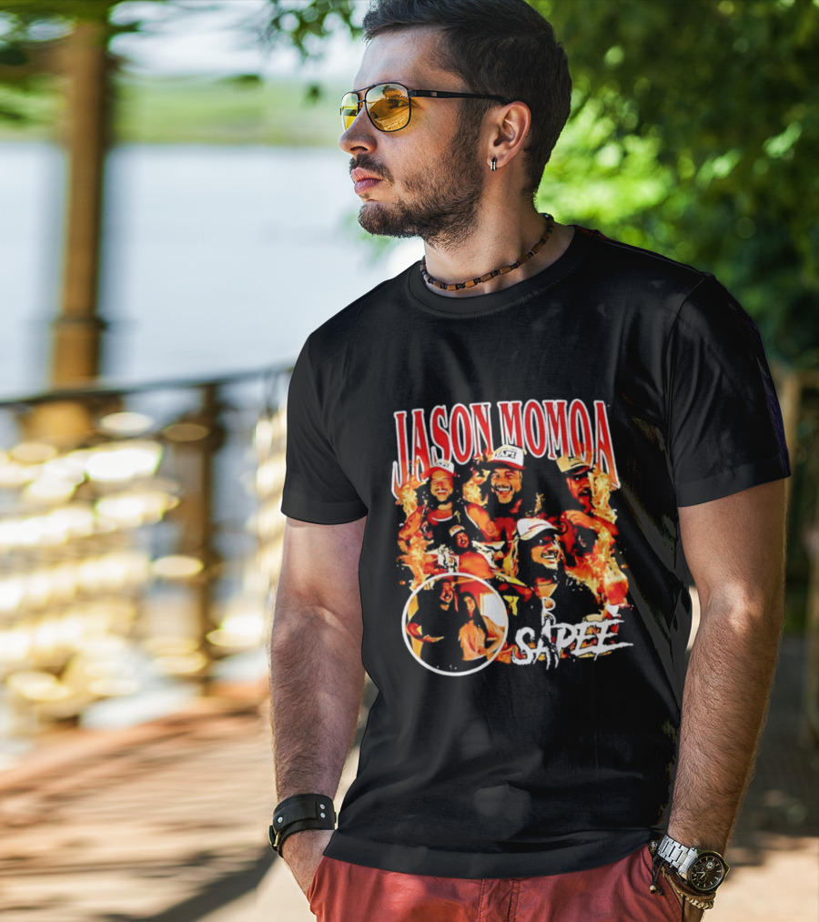 Jason Momoa Sapee Blazing Fire Faces T-Shirt
