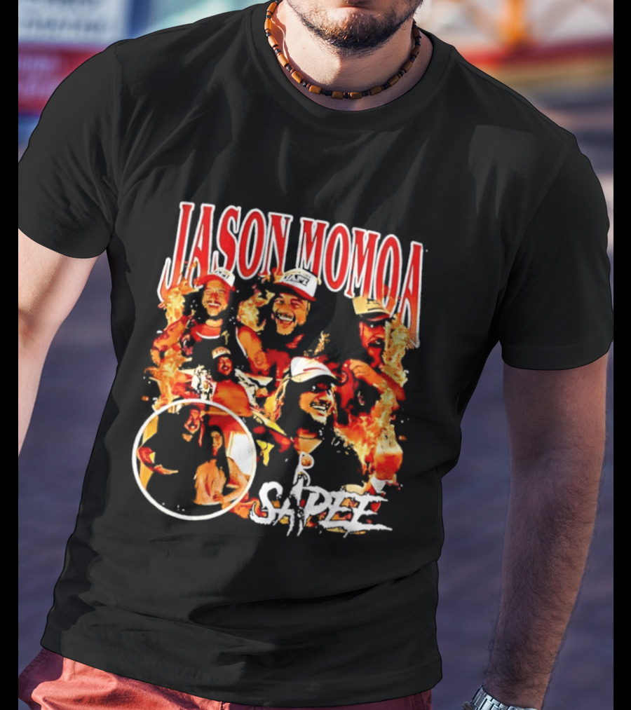 Jason Momoa Sapee Blazing Fire Faces T-Shirt