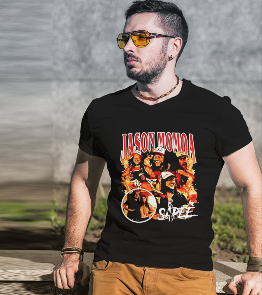 Jason Momoa Sapee Blazing Fire Faces T-Shirt