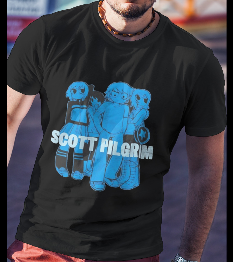 Scott Pilgrim Characters Group Blue T-Shirt