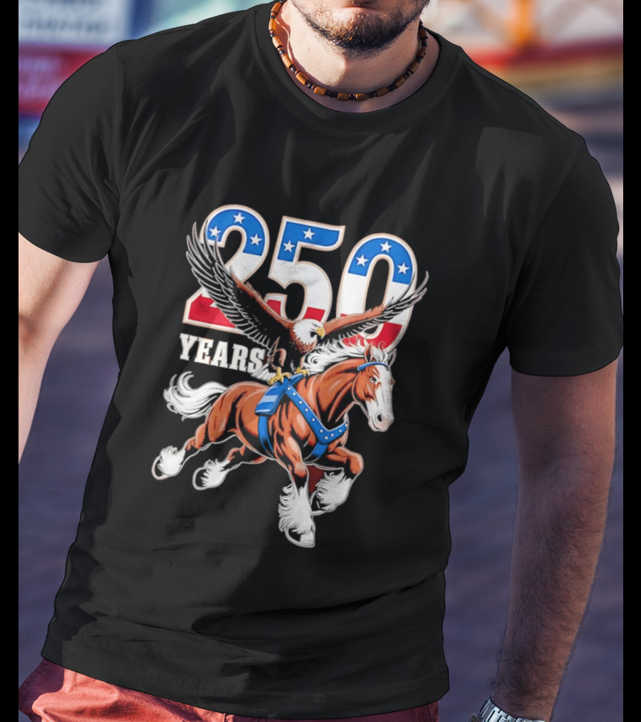 250 Years American Eagle Horse Patriotic Celebration T-Shirt