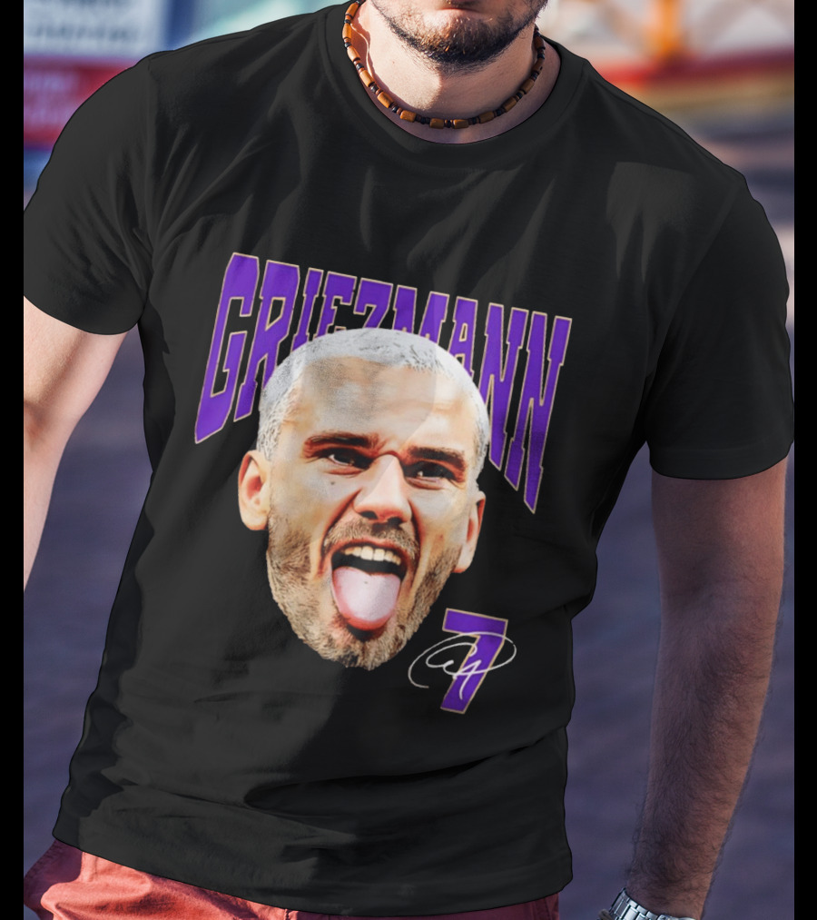Antoine Griezmann Expression Purple Text Number 7 T-Shirt