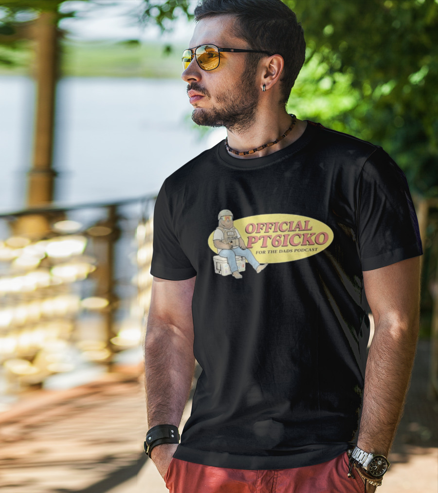 For The Dads Podcast Official PT6icko Bear Sitting On Cooler T-Shirt