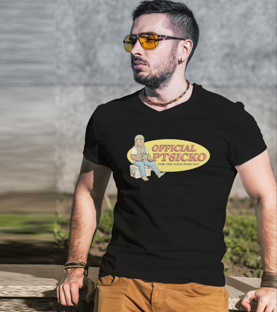 For The Dads Podcast Official PT6icko Bear Sitting On Cooler T-Shirt