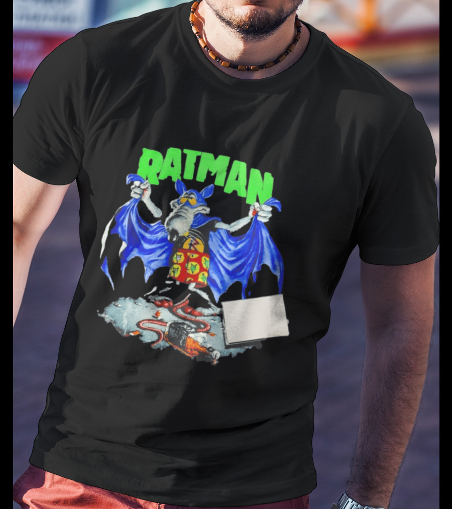 Ratman Comic Parody Superhero Character With Cape And Rats T-Shirt