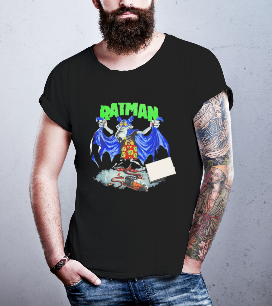 Ratman Comic Parody Superhero Character With Cape And Rats T-Shirt