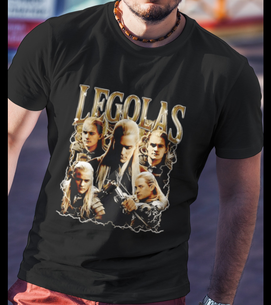 Legolas Character Collage From Lord Of The Rings T-Shirt