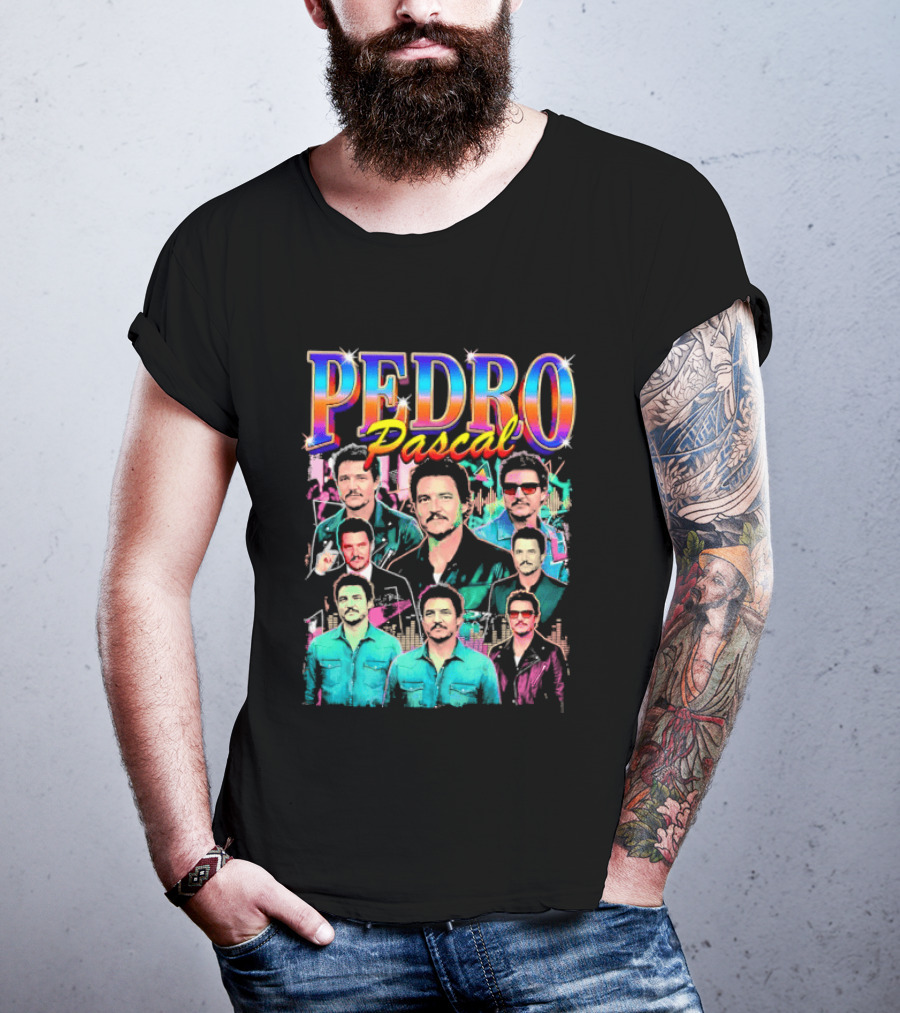 Pedro Pascal Multicolored Collage Actor T-Shirt