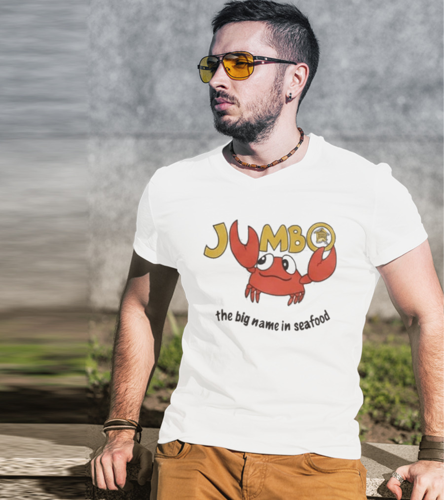 Jumbo The Big Name In Seafood Red Crab Cartoon T-Shirt