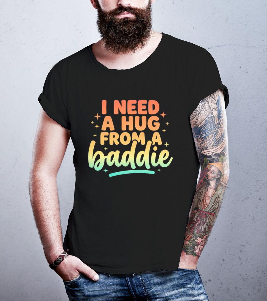 I Need A Hug From A Baddie Gradient Pastel Star Aesthetic T-Shirt