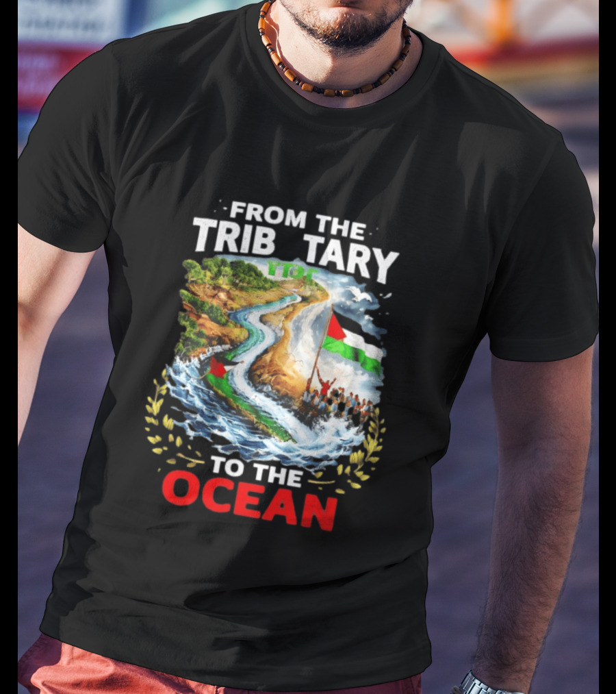 From The Tributary To The Ocean Journey With Flag And River T-Shirt
