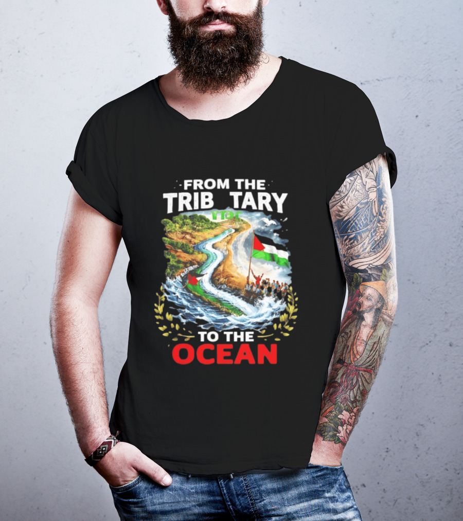 From The Tributary To The Ocean Journey With Flag And River T-Shirt