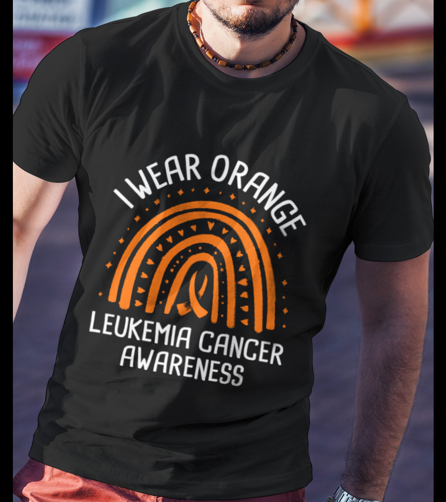 I Wear Orange Leukemia Cancer Awareness Orange Ribbon T-Shirt