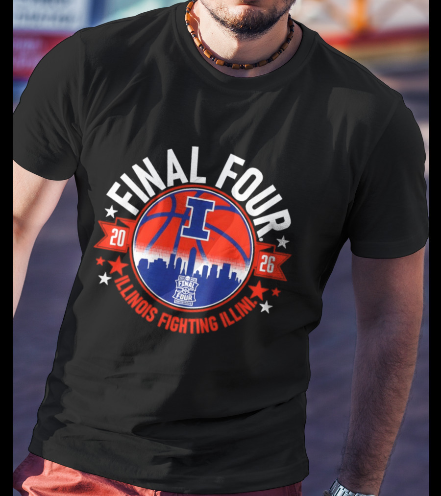 Illinois Fighting Illini 2026 Final Four Basketball Skyline T-Shirt