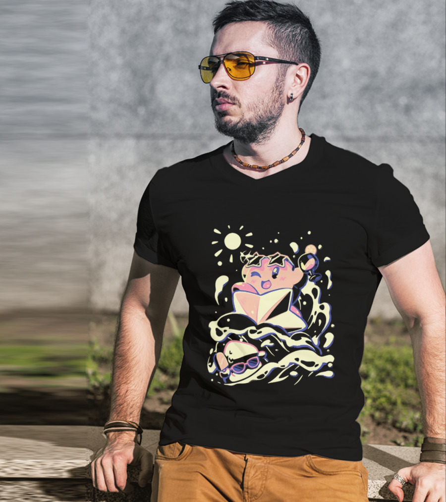 Kirby Ride The Wave Star Sunglasses And Surf Adventure T-Shirt