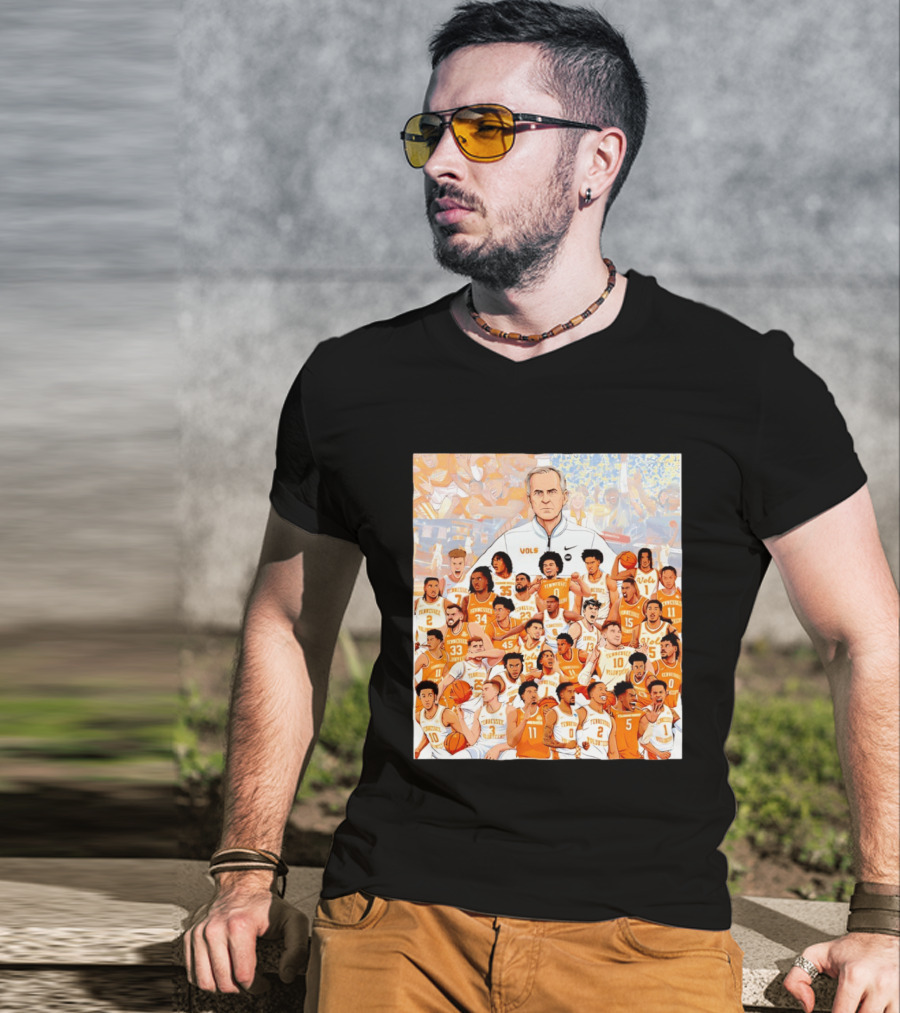 Tennessee Volunteers Basketball Team Illustration Coach Vols Players T-Shirt