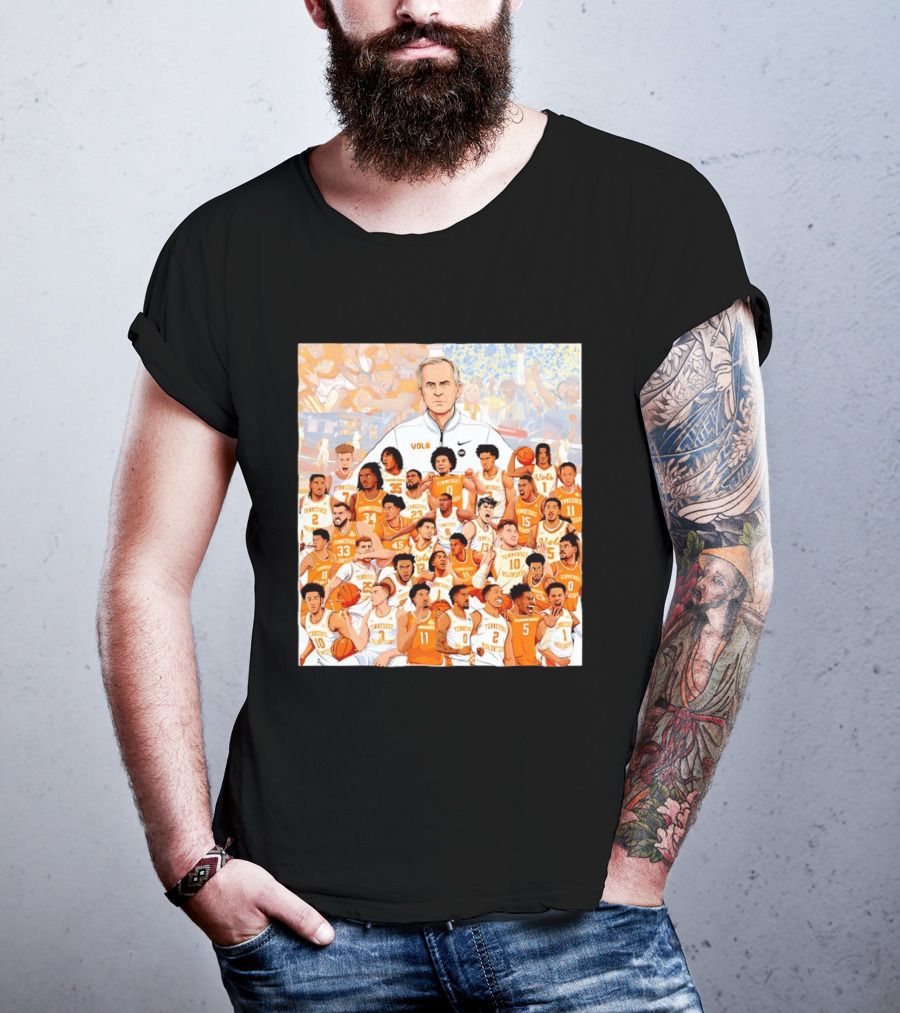 Tennessee Volunteers Basketball Team Illustration Coach Vols Players T-Shirt