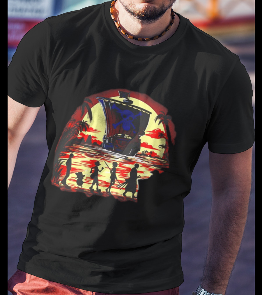 Fellowship Straw Hat Pirates Going Merry Sunset Adventure T-Shirt