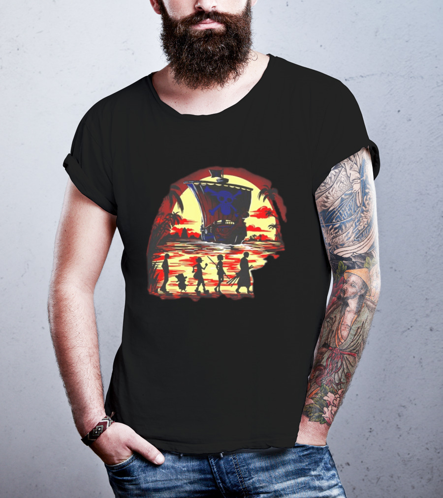 Fellowship Straw Hat Pirates Going Merry Sunset Adventure T-Shirt