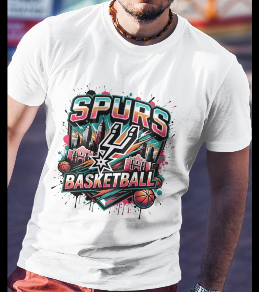 San Antonio Spurs Fiesta Skyline Basketball T-Shirt