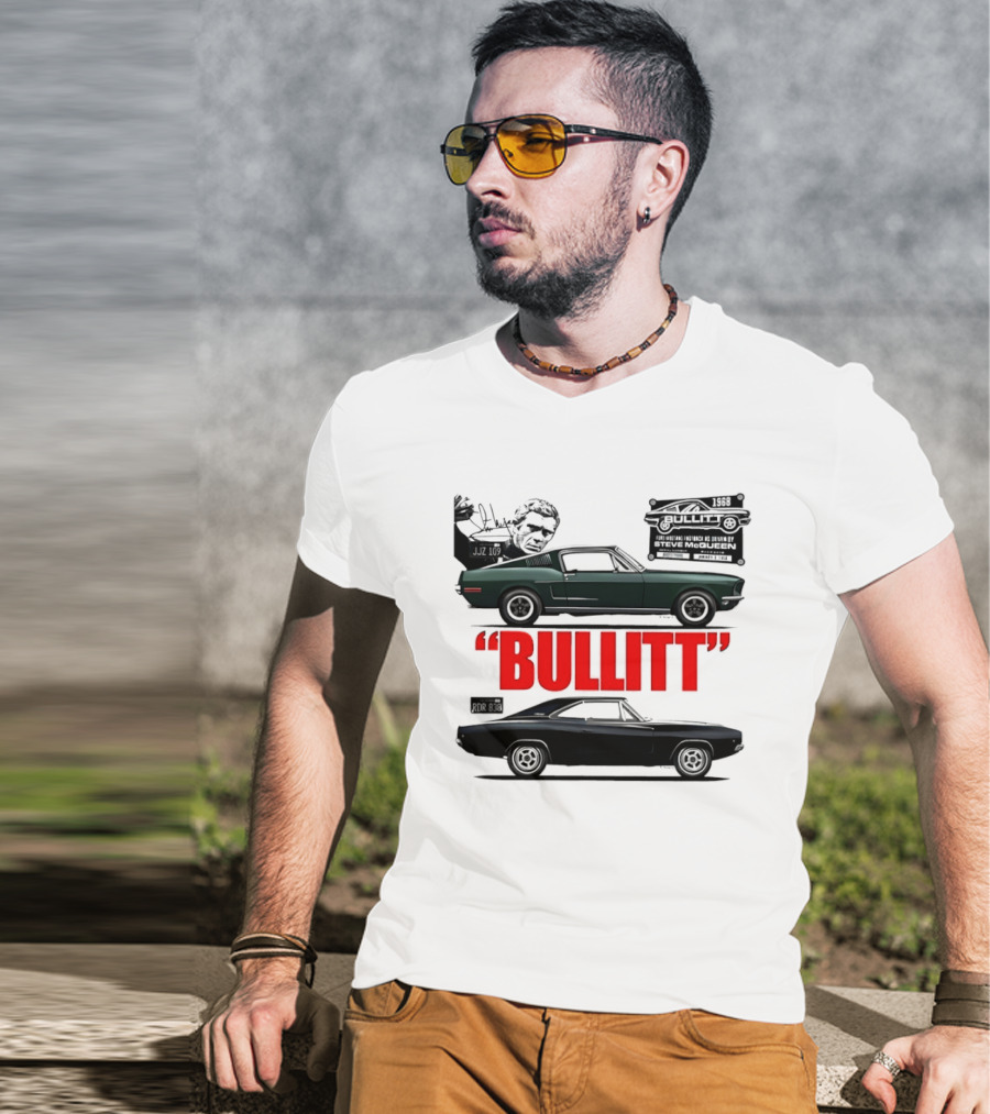 Bullitt 1968 Frank Bullitt Ford Mustang GT Green Highland Dodge Charger T-Shirt