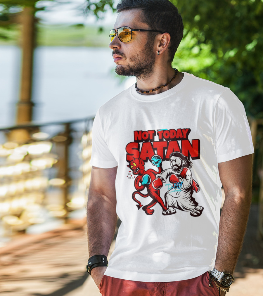 Not Today Satan God Versus Devil Boxing Match T-Shirt