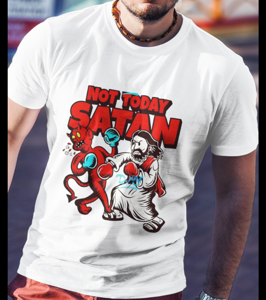 Not Today Satan God Versus Devil Boxing Match T-Shirt