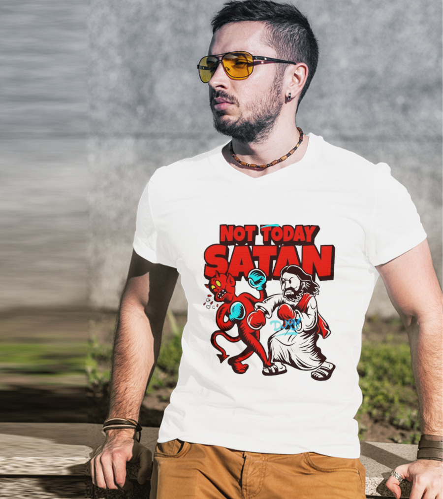 Not Today Satan God Versus Devil Boxing Match T-Shirt