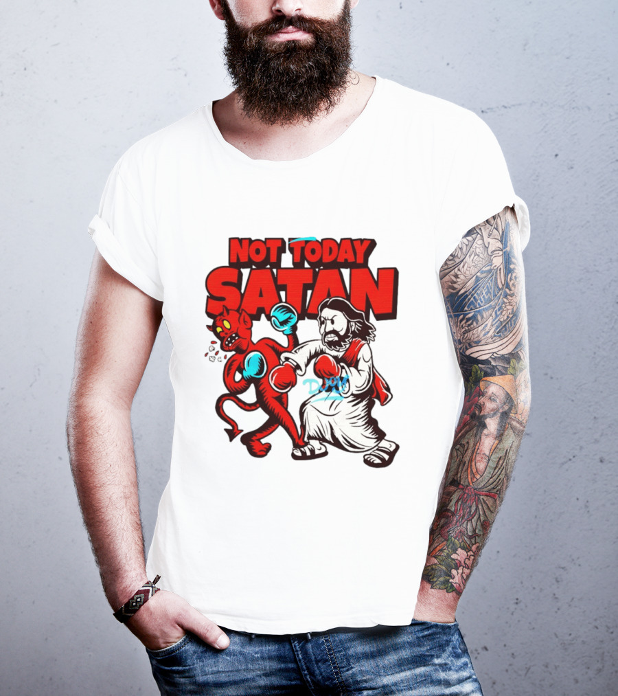 Not Today Satan God Versus Devil Boxing Match T-Shirt
