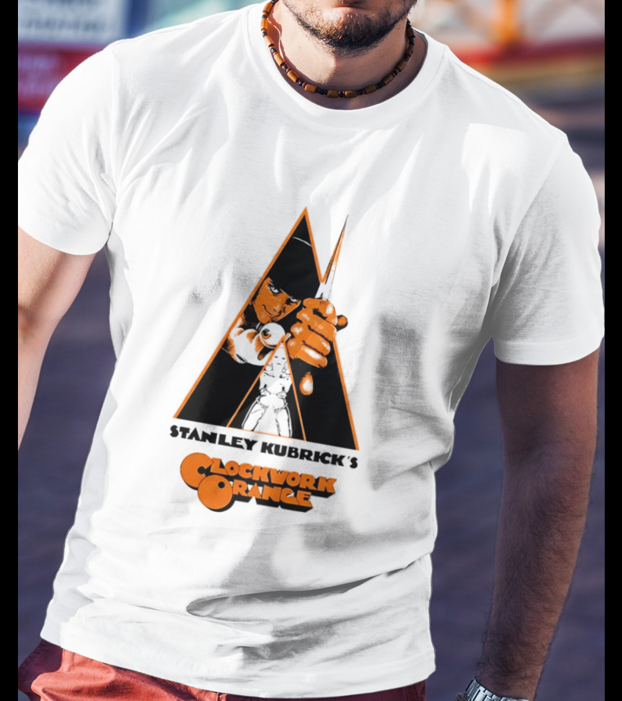 Work Orange Stanley Kubrick Iconic Image With Knife And Triangle T-Shirt