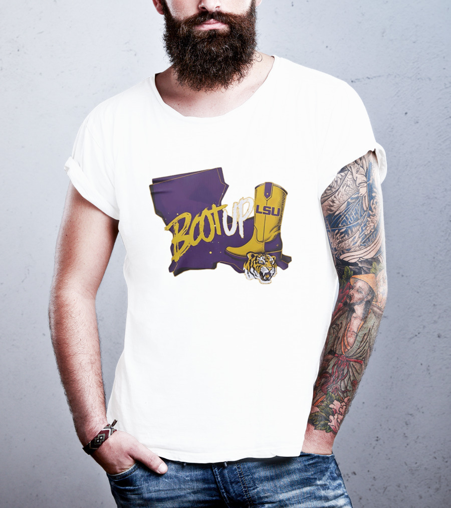 Welcome Home Coach Will Wade Boot Up LSU Tigers Louisiana Map And Boot With LSU Logo And Tiger Head T-Shirt