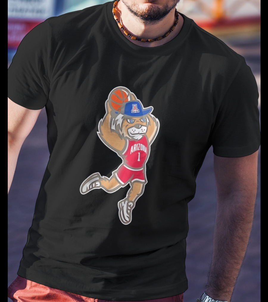 Arizona Wildcats Wilbur Mascot Dunking Basketball Animation T-Shirt
