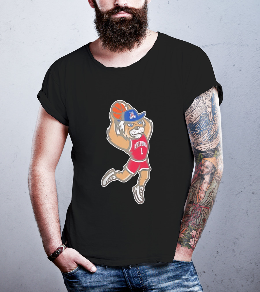 Arizona Wildcats Wilbur Mascot Dunking Basketball Animation T-Shirt