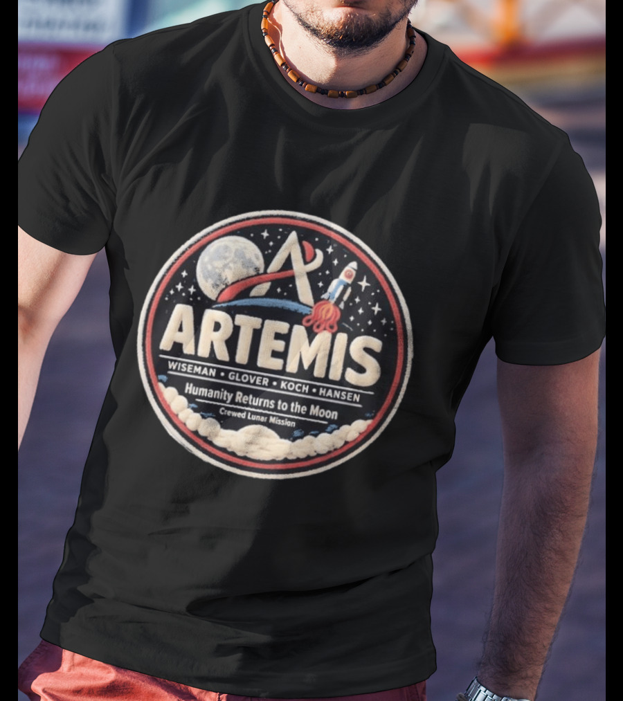 Artemis 2 Mission Faux Lunar Patch NASA T-Shirt