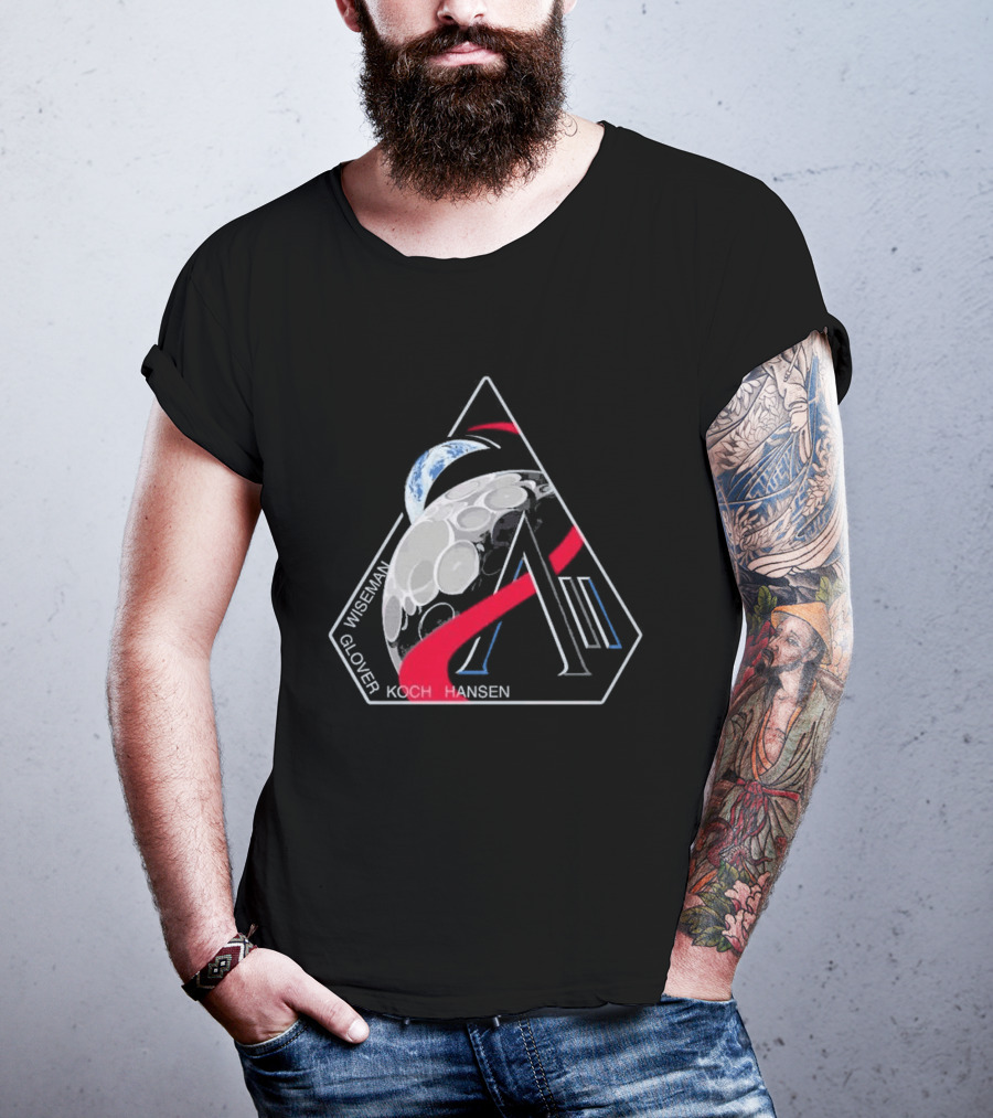 Artemis II Mission Wiseman Glover Koch Hansen Patch T-Shirt
