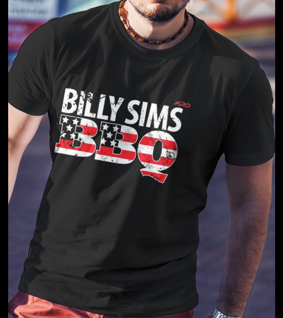 Billy Sims BBQ American Flag Stars And Stripes T-Shirt
